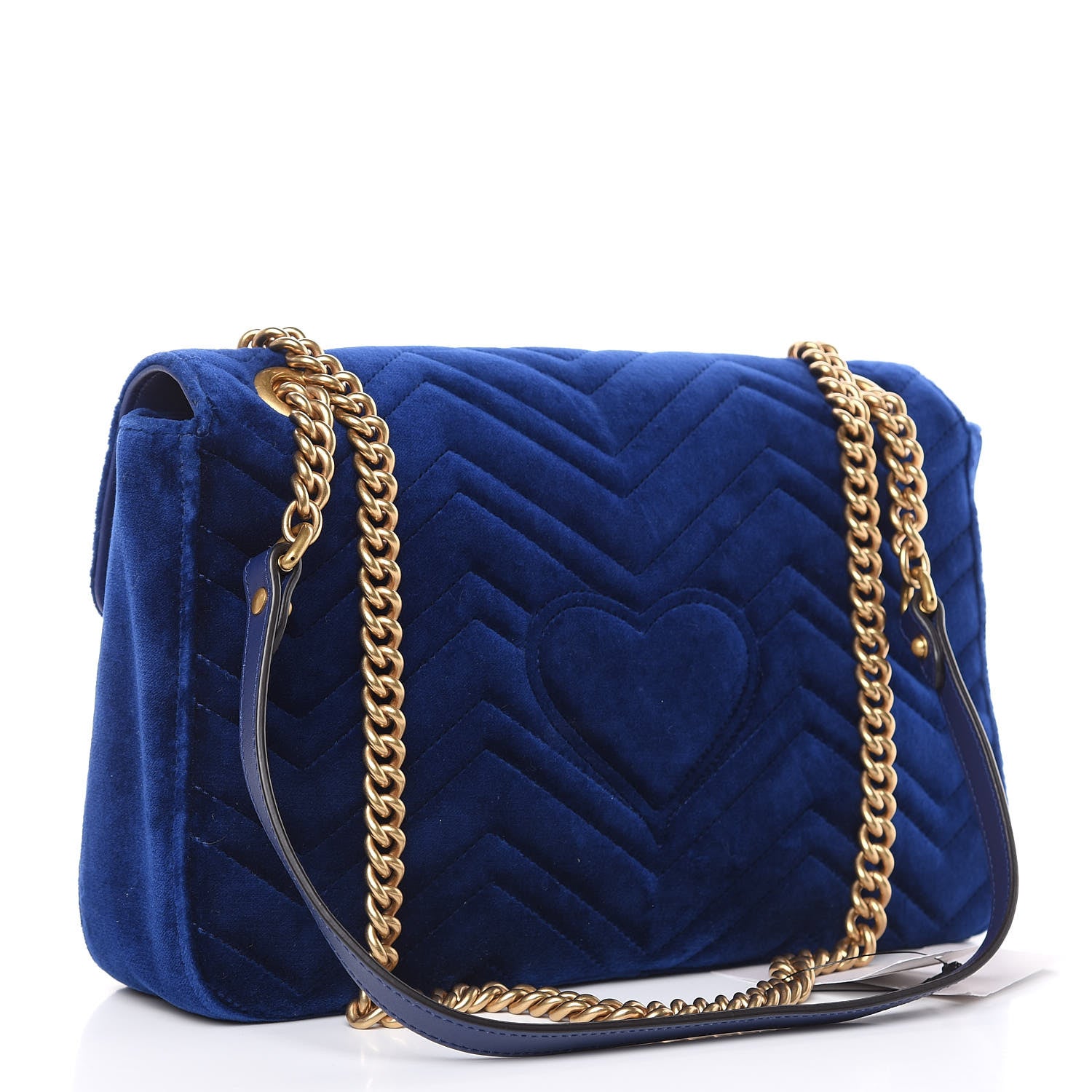 Gucci Velvet Matelasse Medium GG Marmont Shoulder Bag Cobalt Blue 3 of 9