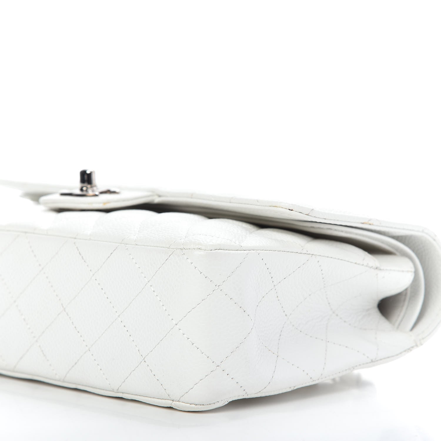 Chanel Caviar Quilted Medium Double Flap White 7 of 10