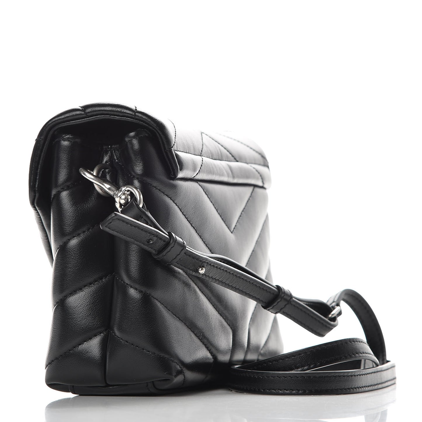Calfskin Y Quilted Monogram Toy Loulou Crossbody Bag Black