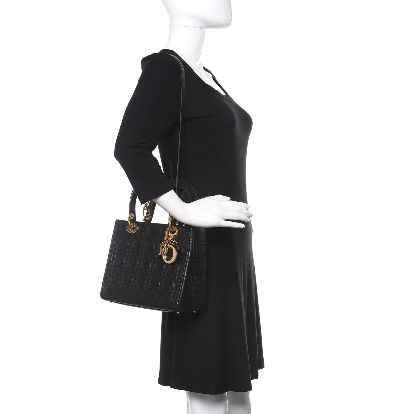 Lambskin Cannage Medium Lady Dior Black