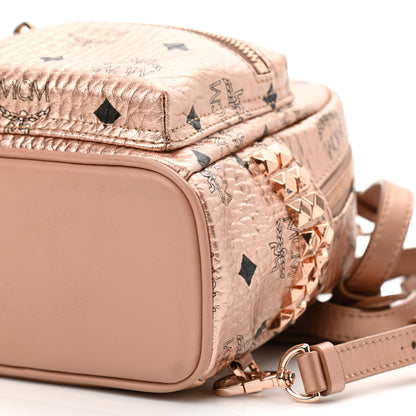 MCM Metallic Visetos Studded X-Mini Bebe Boo Backpack Champagne Gold 9 of 9