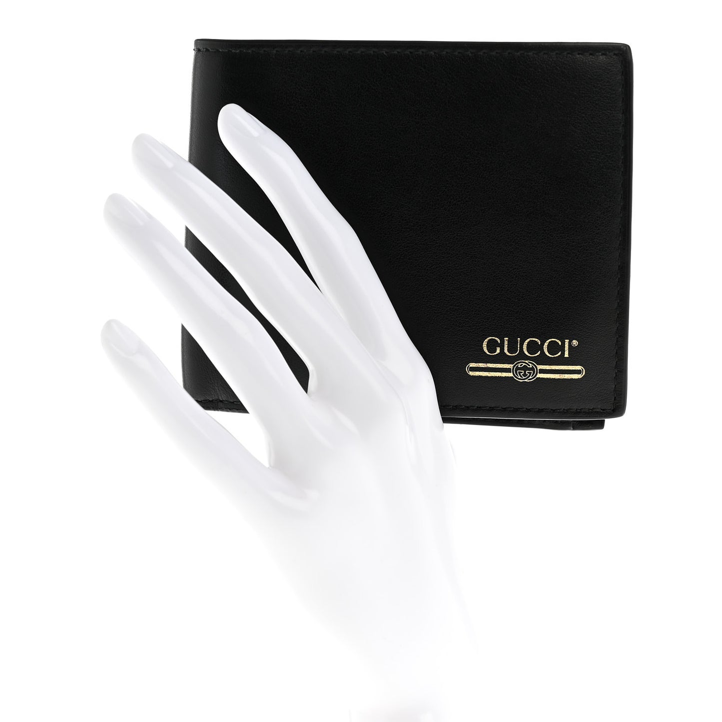 Plutone Calfskin Logo Bi-Fold Wallet Black