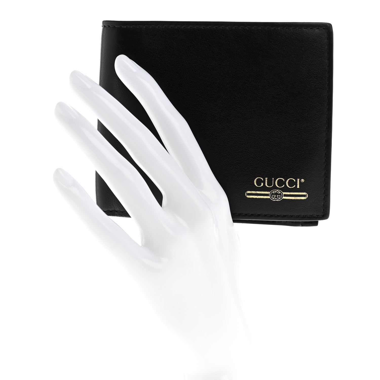 Gucci Plutone Calfskin Logo Bi-Fold Wallet Black 2 of 7