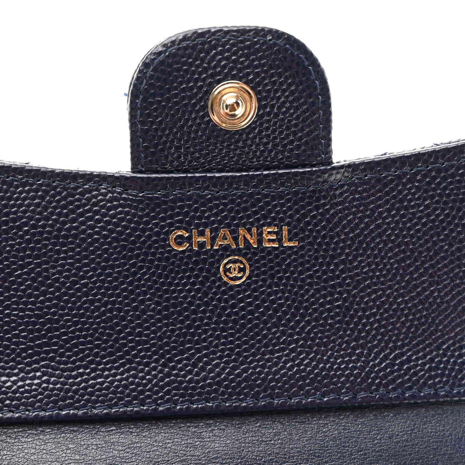 Chanel Caviar Quilted Compact Flap Wallet Navy 6 of 8