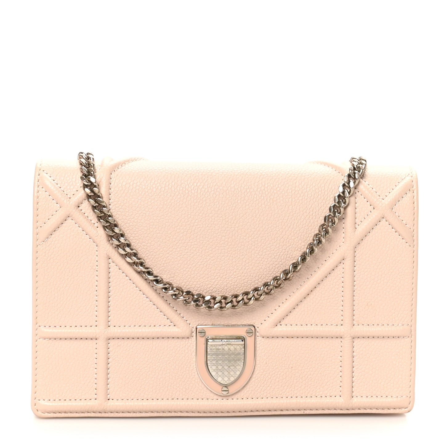 Grained Calfskin Diorama Wallet on Chain Pouch Rose Poudre