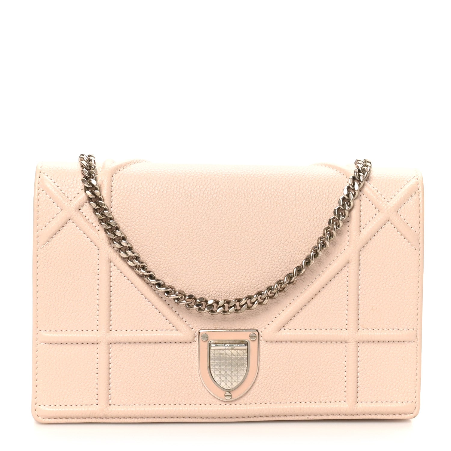 Christian Dior Grained Calfskin Diorama Wallet on Chain Pouch Rose Poudre 1 of 9