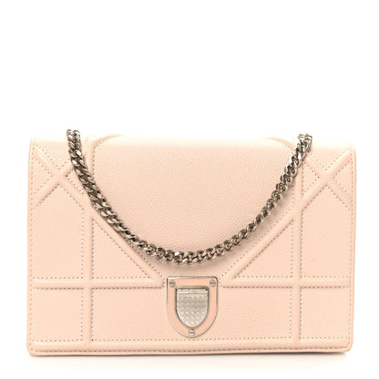 Christian Dior Grained Calfskin Diorama Wallet on Chain Pouch Rose Poudre 1 of 9