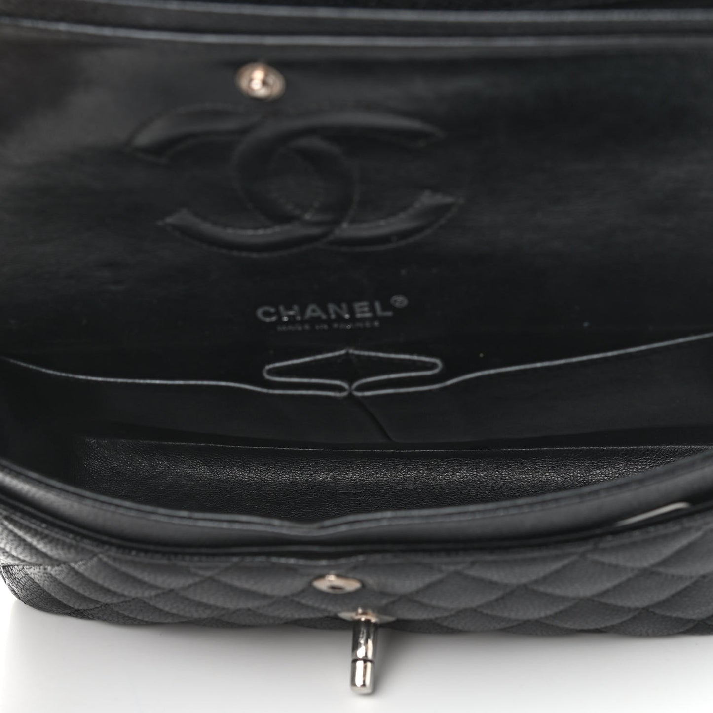 Caviar Quilted Medium Double Flap Black
