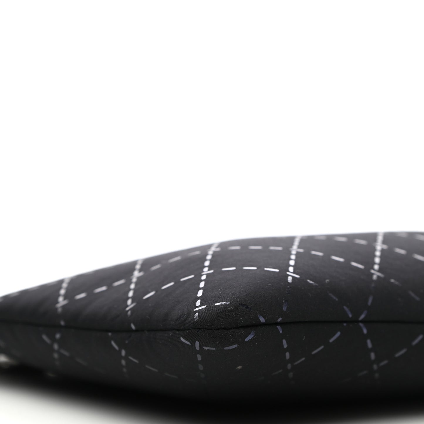 Neoprene Lambskin Printed Stitch Pouch With Handle Black