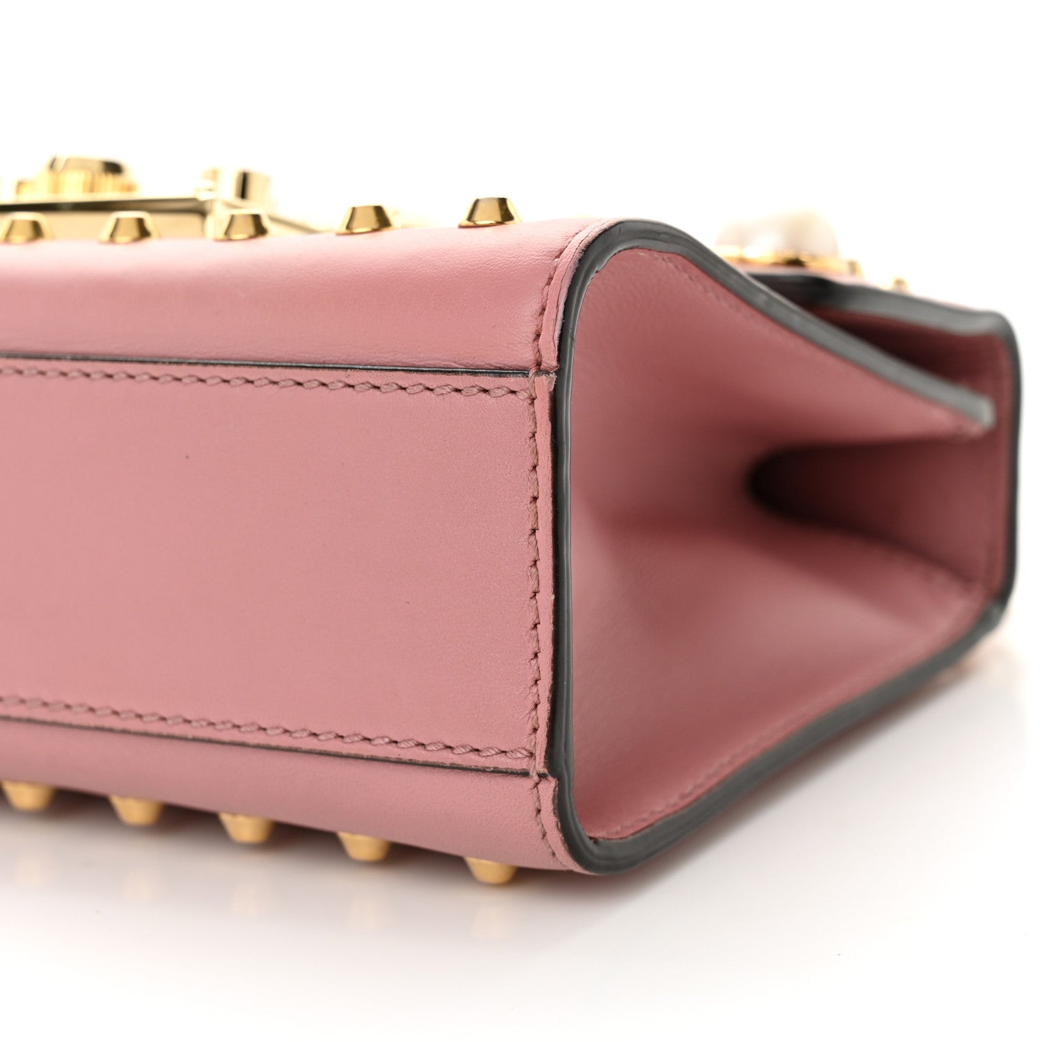 Gucci Calfskin Studded Small Padlock Shoulder Bag Carmine Rose 10 of 12