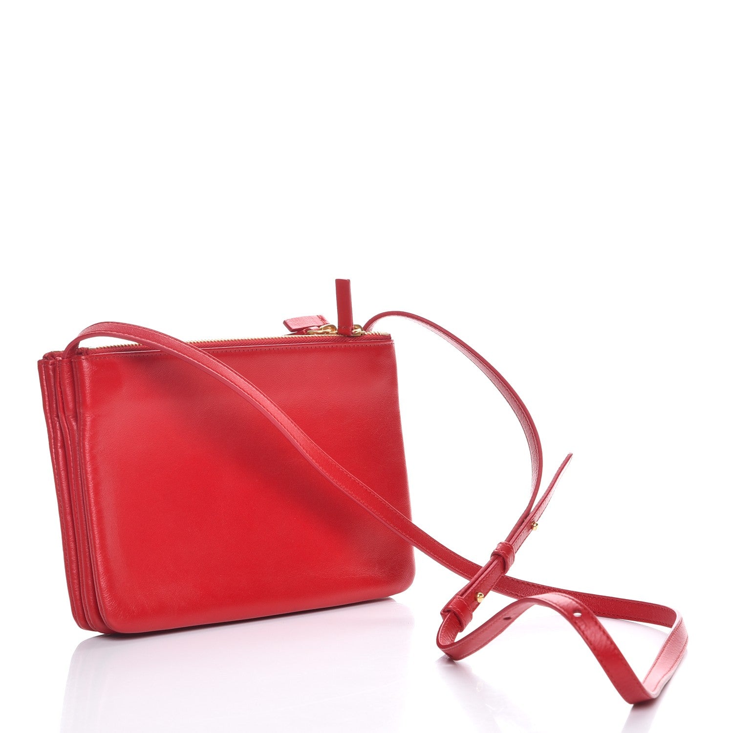 Celine Lambskin Small Trio Crossbody Bag Red 3 of 10