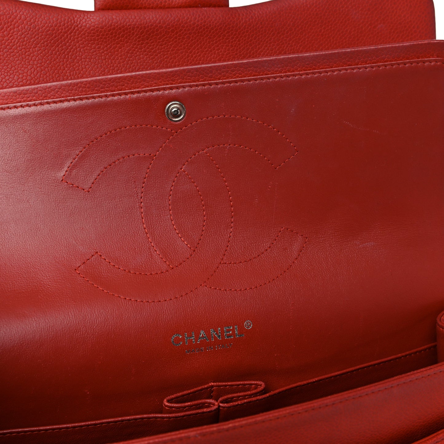 Caviar Quilted Jumbo Double Flap Red