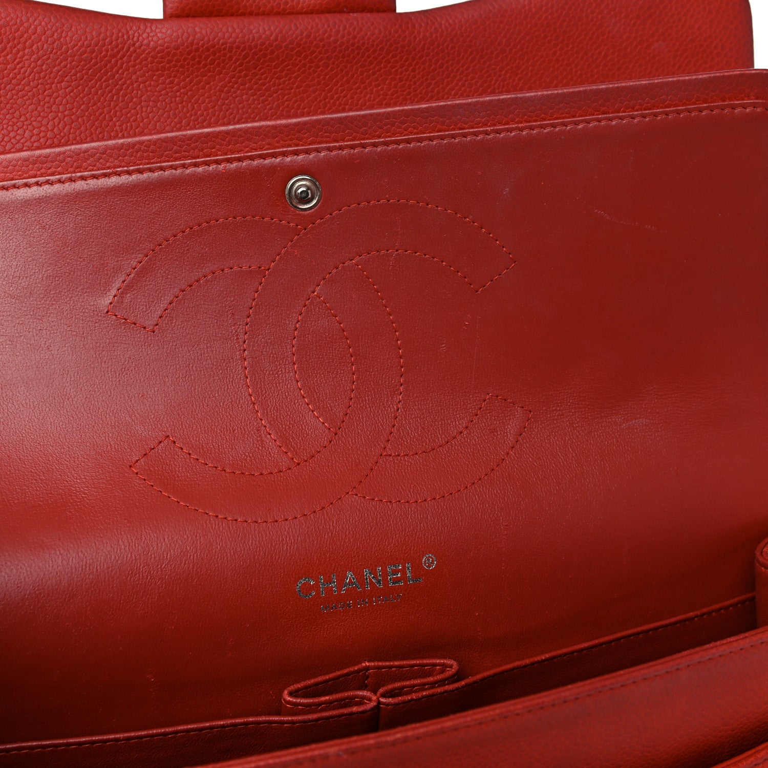 Chanel Caviar Quilted Jumbo Double Flap Red 17 of 24