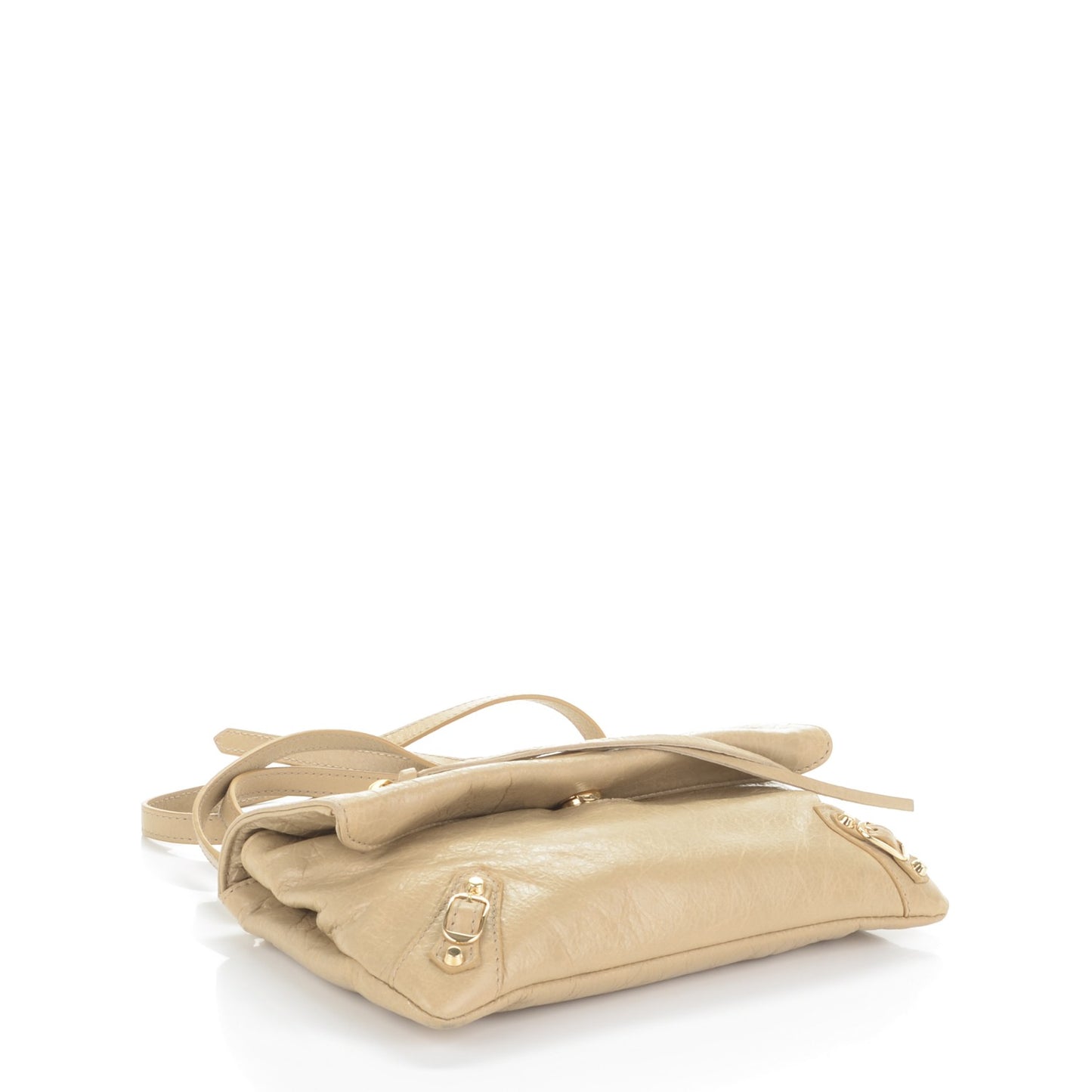 Agneau Classic Hardware Mini Envelope Strap Clutch Beige Sable