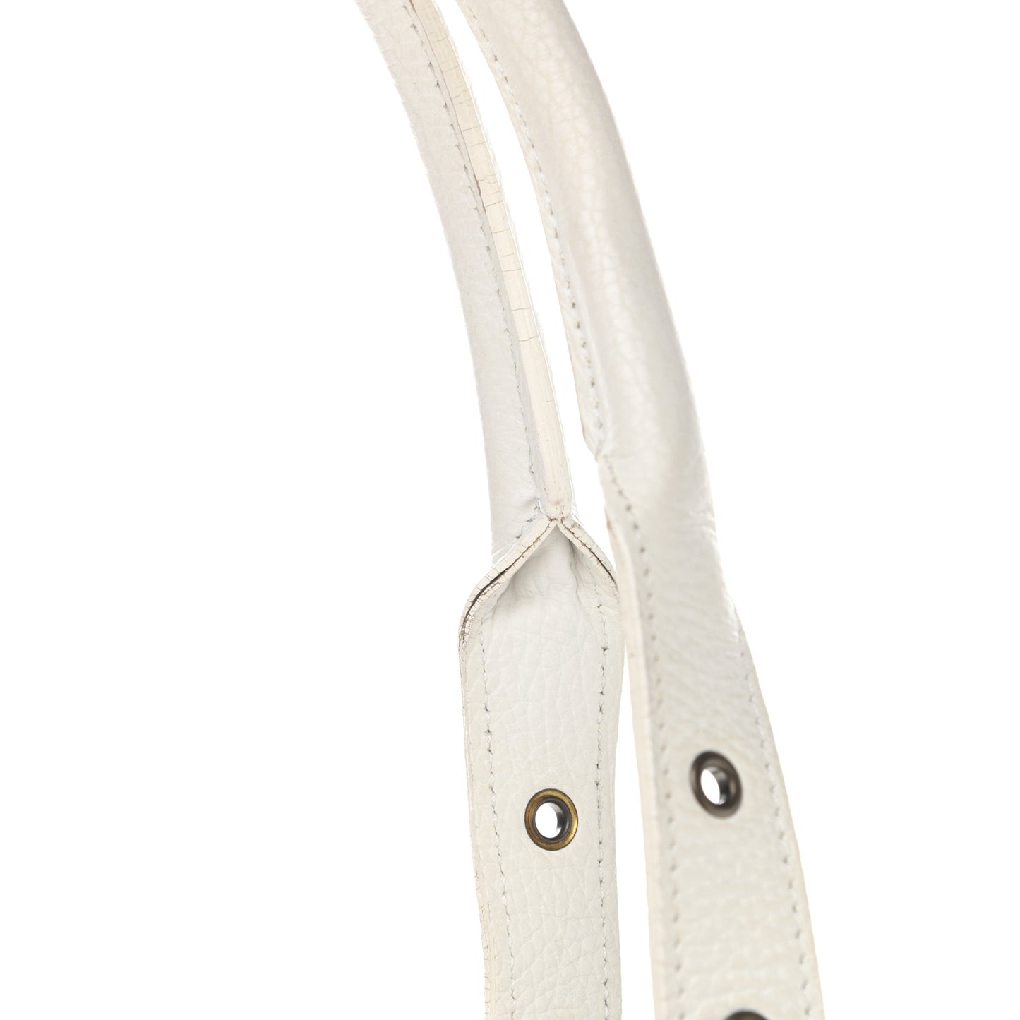 Signature Grain Calfskin Check Embossed Tote White