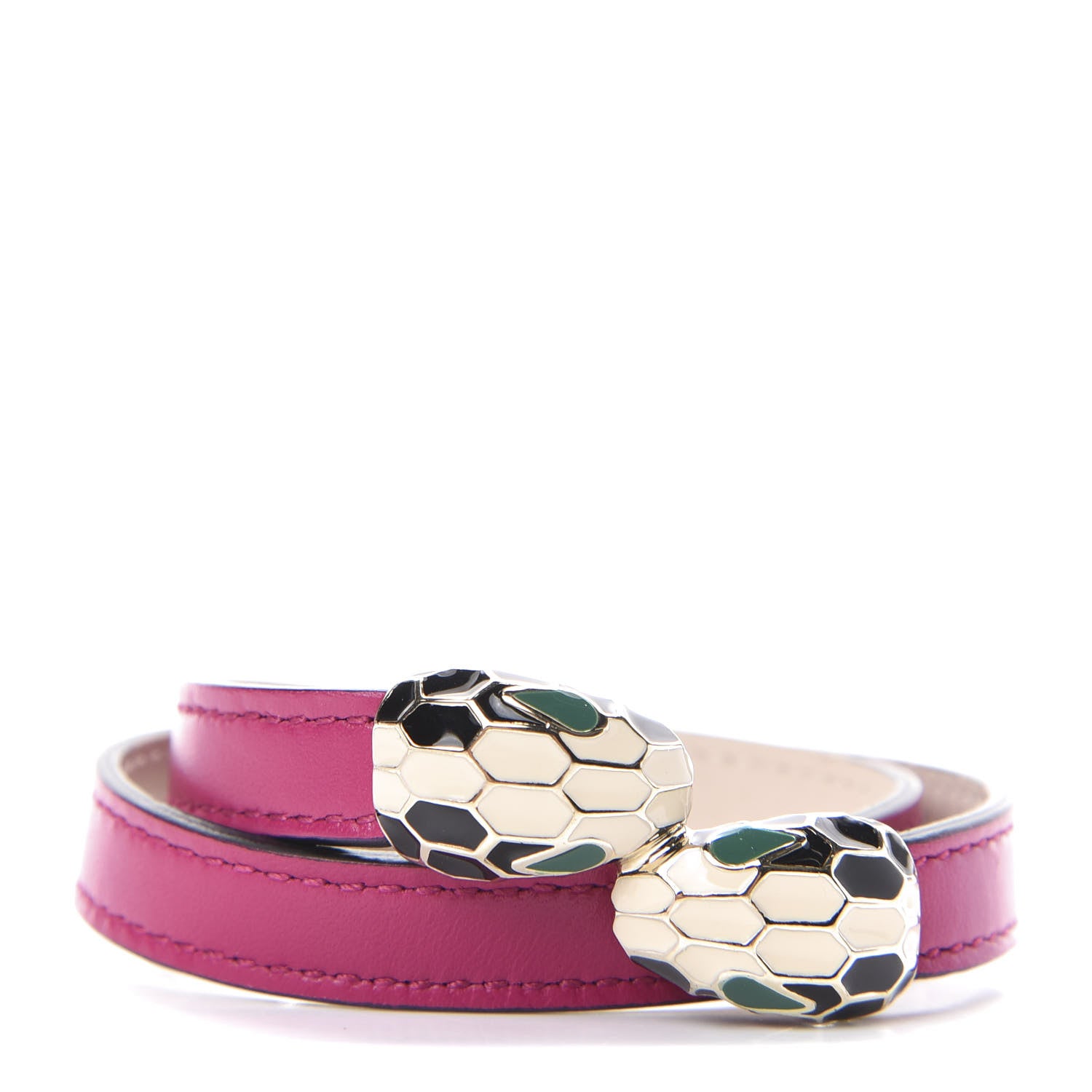 Bulgari Calfskin Serpenti Forever Double Coil Bracelet Pink 1 of 4