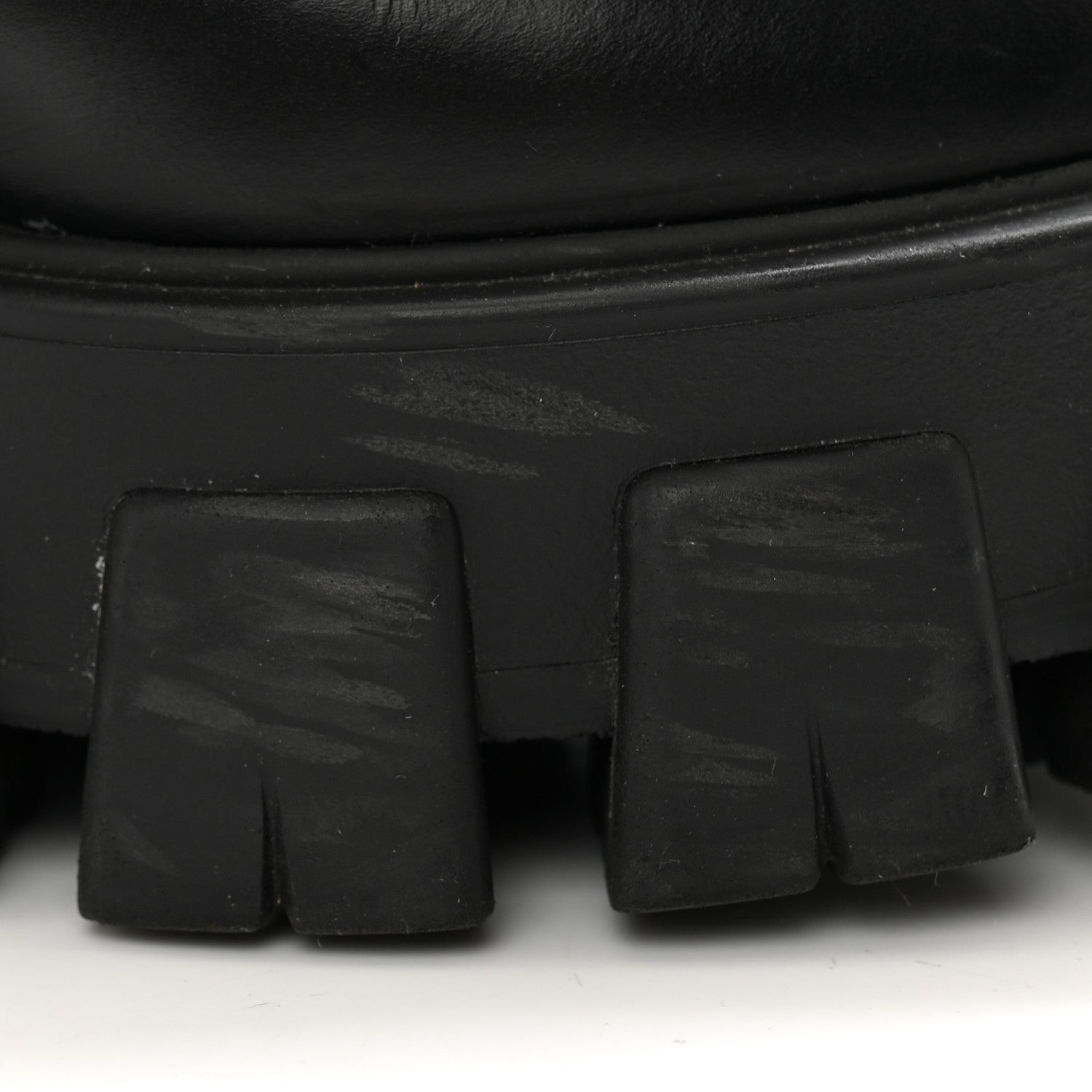 Prada Spazzolato Rois Re-Nylon Metal Triangle Logo Monolith Pouch Pocket 55mm Boots 35.5 Black 10 of 11