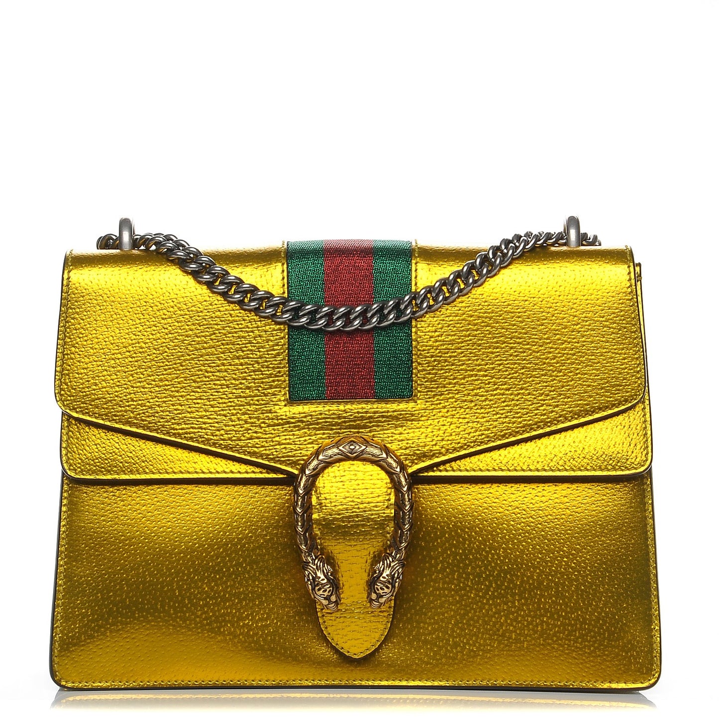 Metallic Calfskin Medium Dionysus Shoulder Bag Yellow