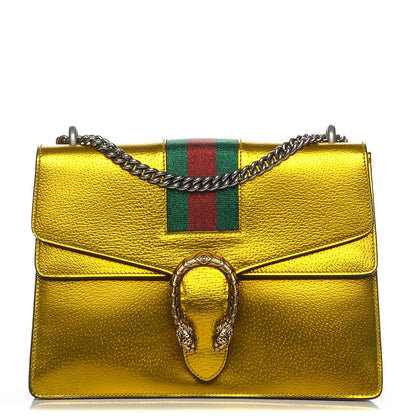 Gucci Metallic Calfskin Medium Dionysus Shoulder Bag Yellow 1 of 8