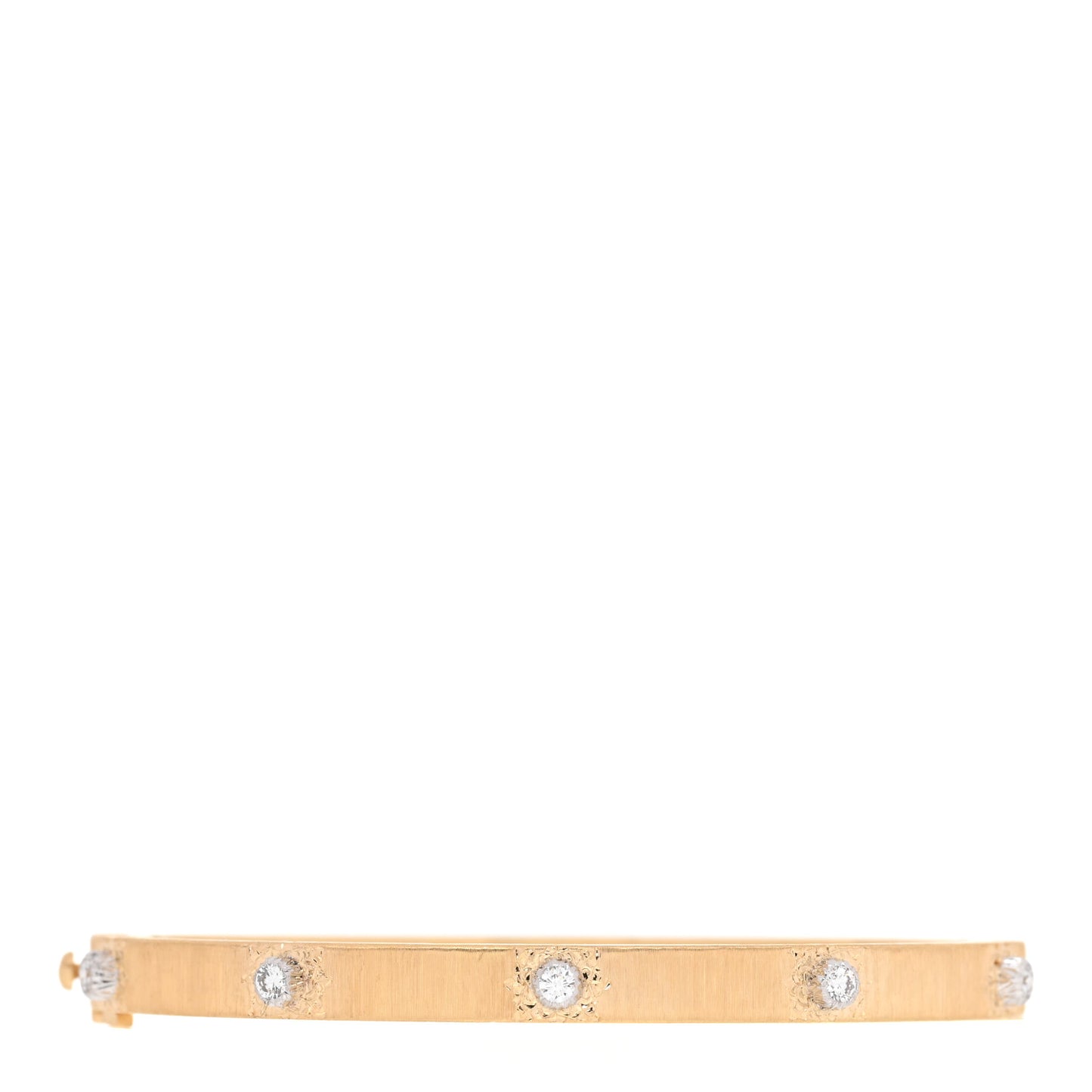 18K Yellow White Gold Diamond 5mm Macri Bangle Bracelet