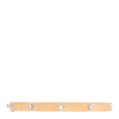 Buccellati 18K Yellow White Gold Diamond 5mm Macri Bangle Bracelet 2 of 4