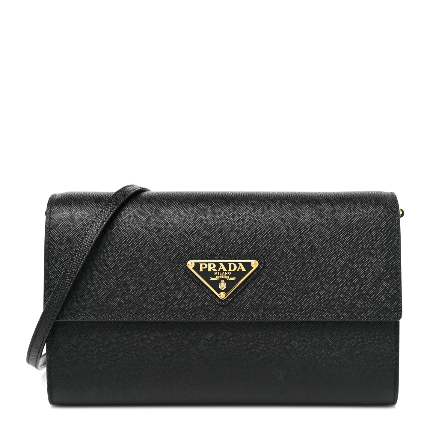 Saffiano Wallet With Shoulder Strap Black