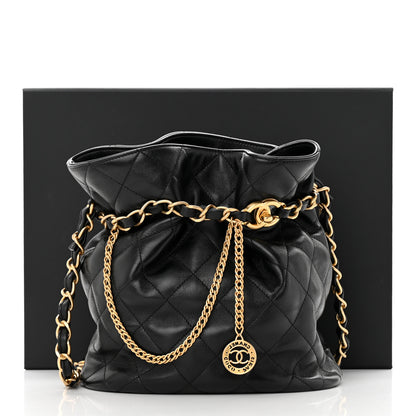 Chanel Lambskin Quilted Fancy Jewel Bucket Drawstring Bag Black 11 of 11