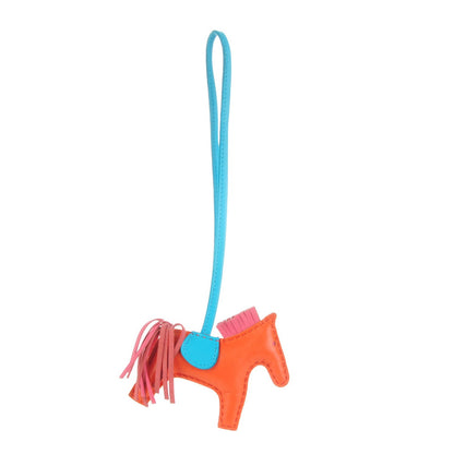 Hermes Milo Lambskin Grigri Rodeo Horse Bag Charm PM Orange Poppy Rose Azalee Bleu Azteque 2 of 5