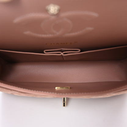 Chanel Suede Quilted Medium Double Flap Light Pink 5 of 10