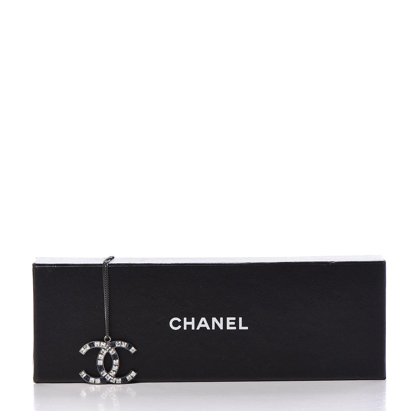Ruthenium Baguette Crystal CC Necklace Blue White