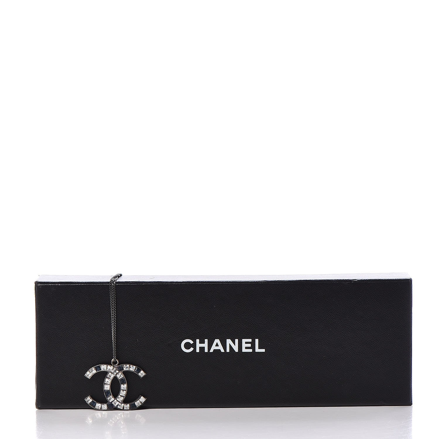 Chanel Ruthenium Baguette Crystal CC Necklace Blue White 6 of 6