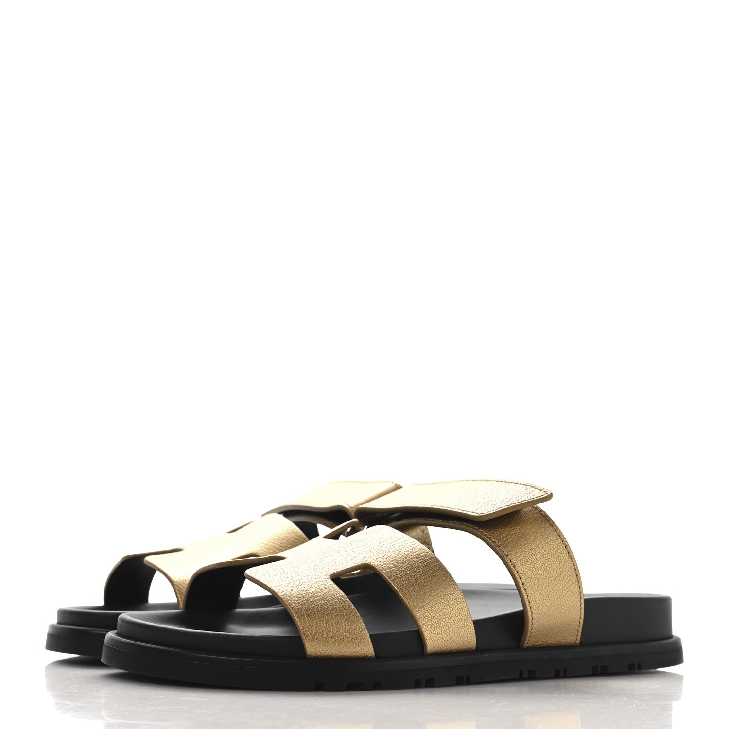 Hermes Metallic Goatskin Womens Chypre Sandals 37 Dore 4 of 10