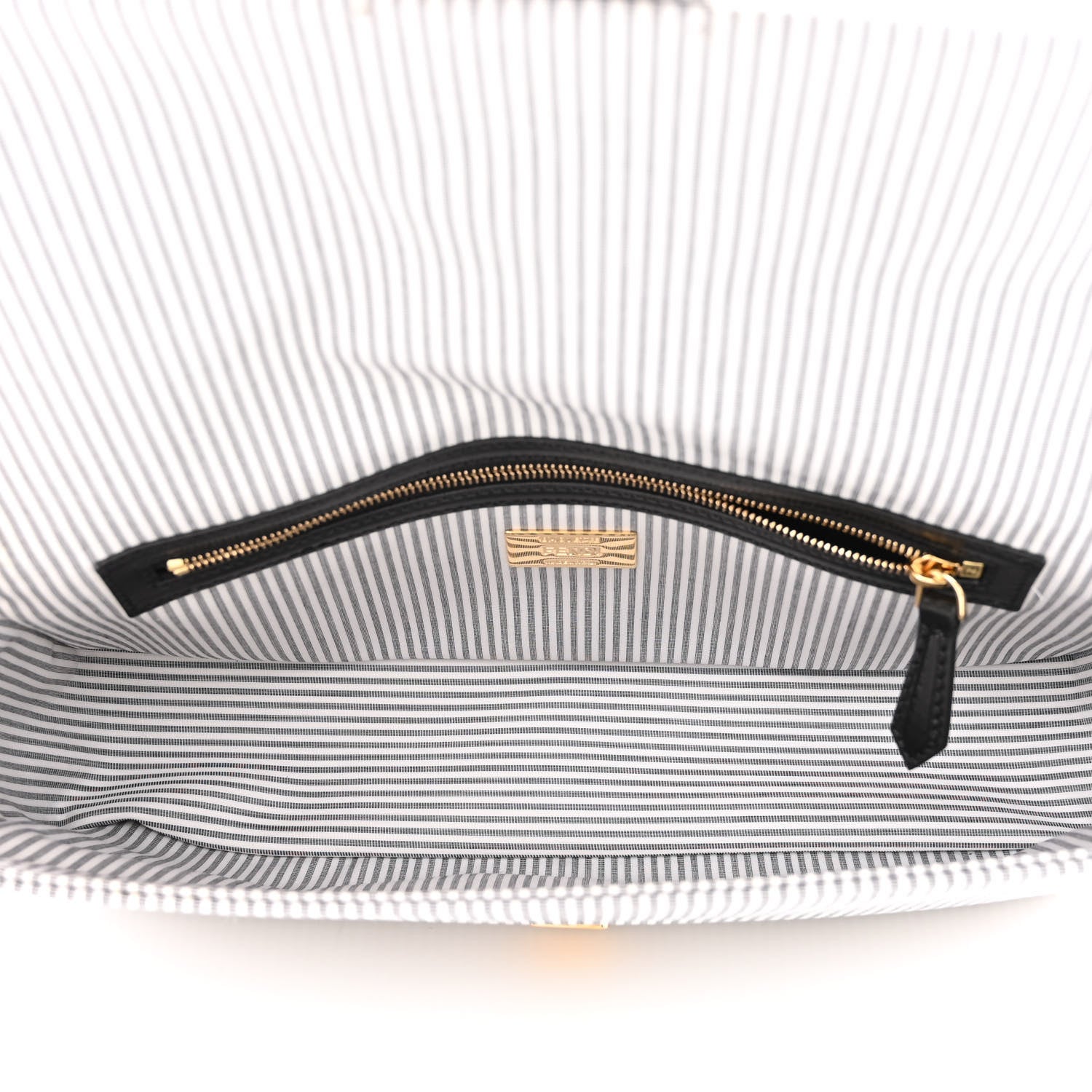 Fendi Cotton Cuoio Bretagna Striped Baguette Grigio White Black 5 of 12