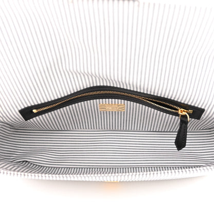Fendi Cotton Cuoio Bretagna Striped Baguette Grigio White Black 5 of 12