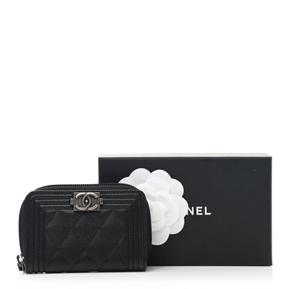 Chanel Caviar Quilted Boy Zip Around Coin Purse Wallet Black 8 of 8