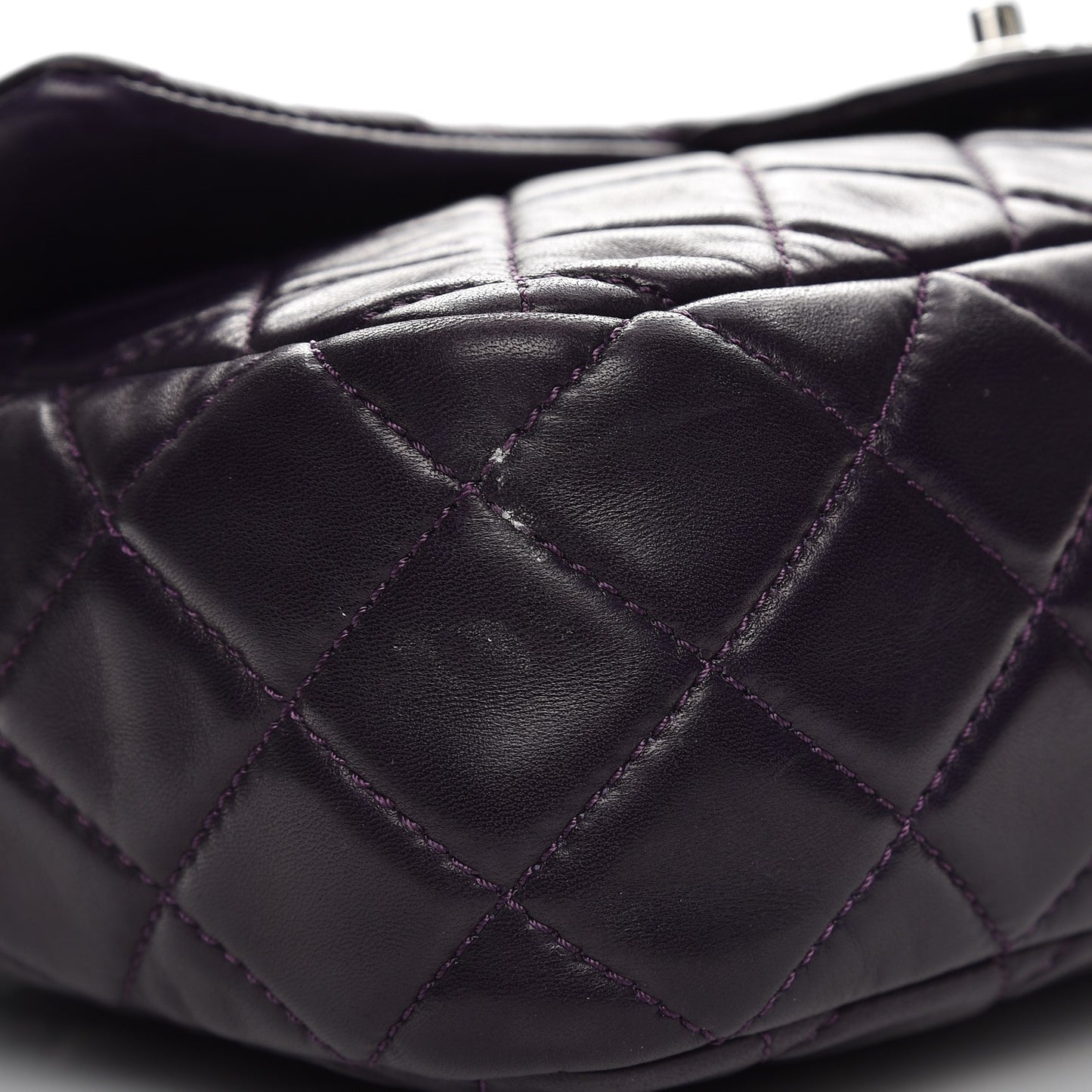 Lambskin Quilted Jumbo Single Flap Dark Purple