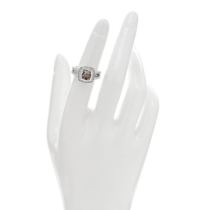 David Yurman Sterling Silver Diamond Morganite 7mm Petite Albion Ring 50 5.5 2 of 4