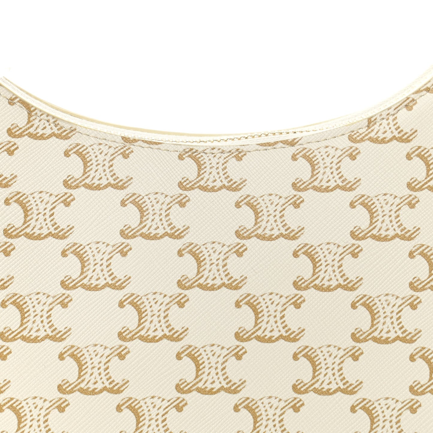 Canvas Calfskin Ava Triomphe Shoulder Bag White