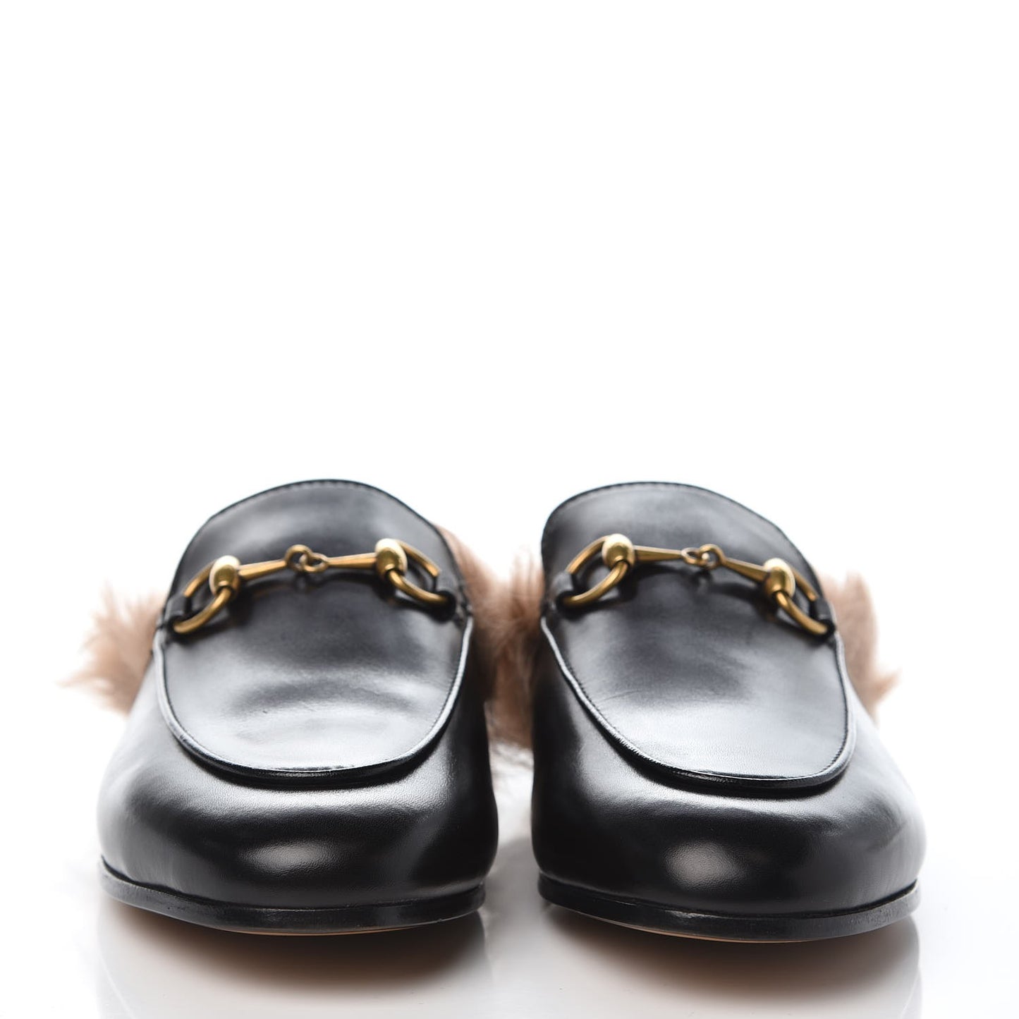 Calfskin Fur Womens Princetown Slippers 35 Black