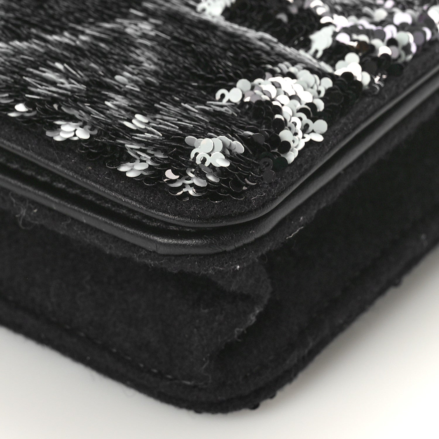 Chanel Sequin Wallet On Chain WOC Black Ecru White 9 of 10