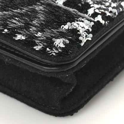 Chanel Sequin Wallet On Chain WOC Black Ecru White 9 of 10