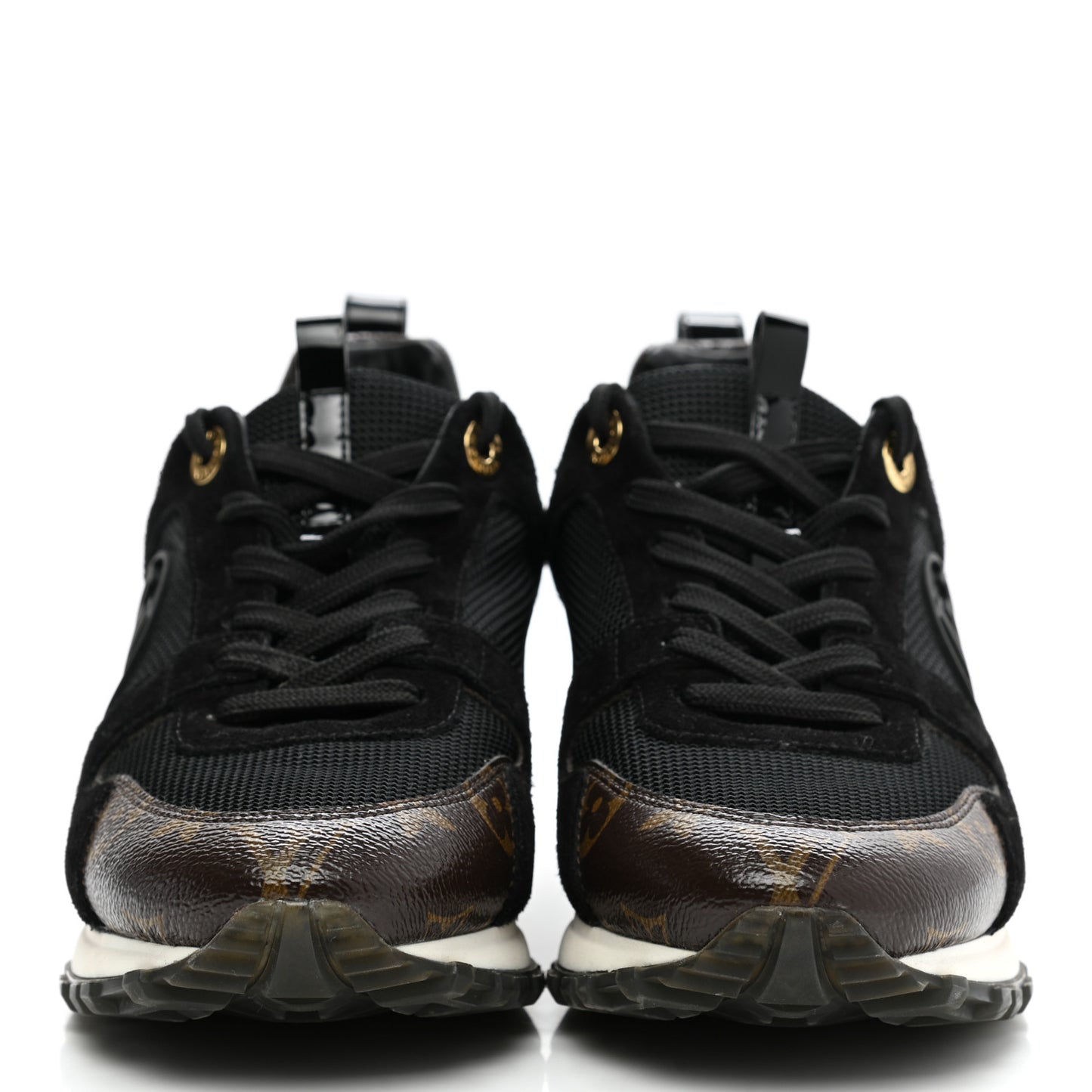 Suede Monogram Run Away Sneakers 36 Black