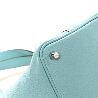 Hermes Taurillon Clemence Picotin Lock 18 PM Bleu Atoll 9 of 13