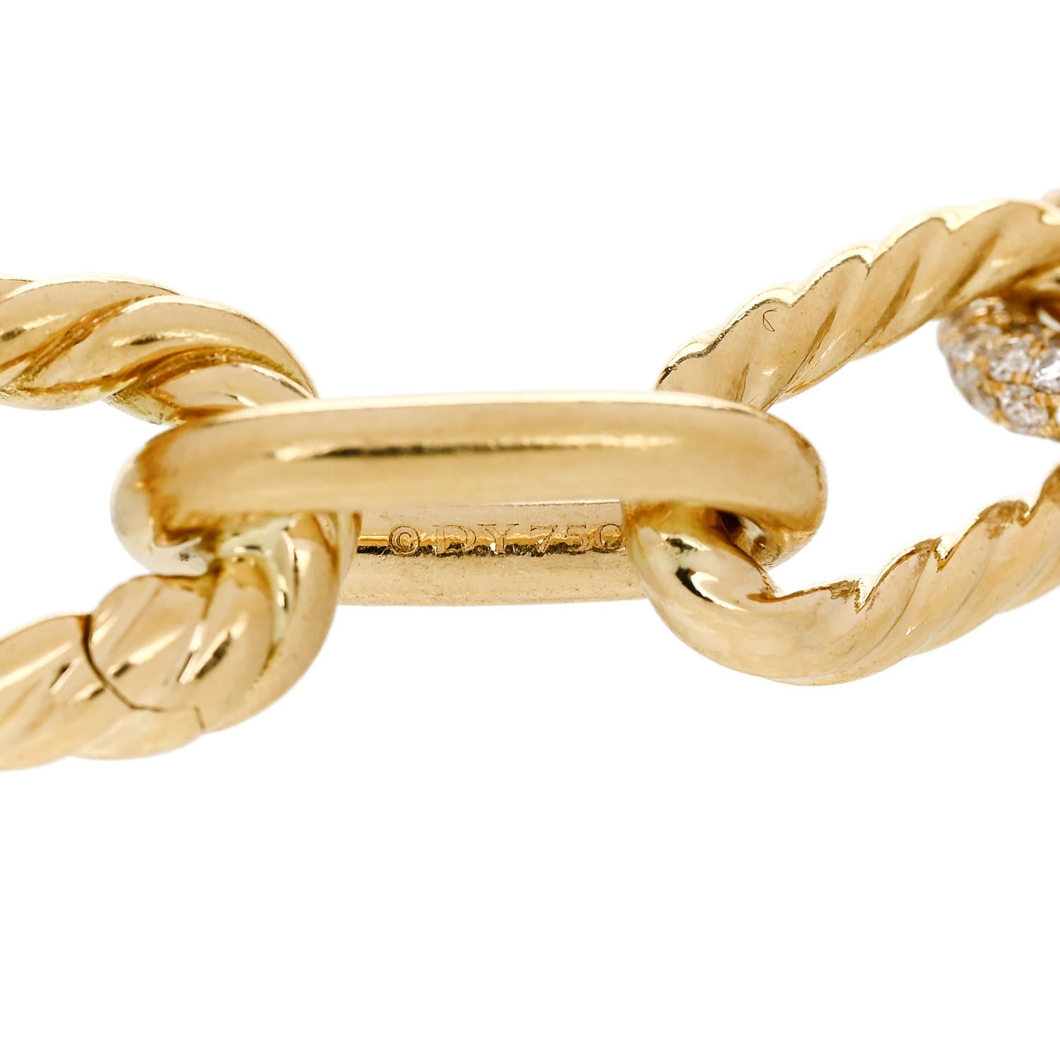 David Yurman 18K Yellow Gold Diamond 8.5mm Madison Classic Chain Bracelet 3 of 3