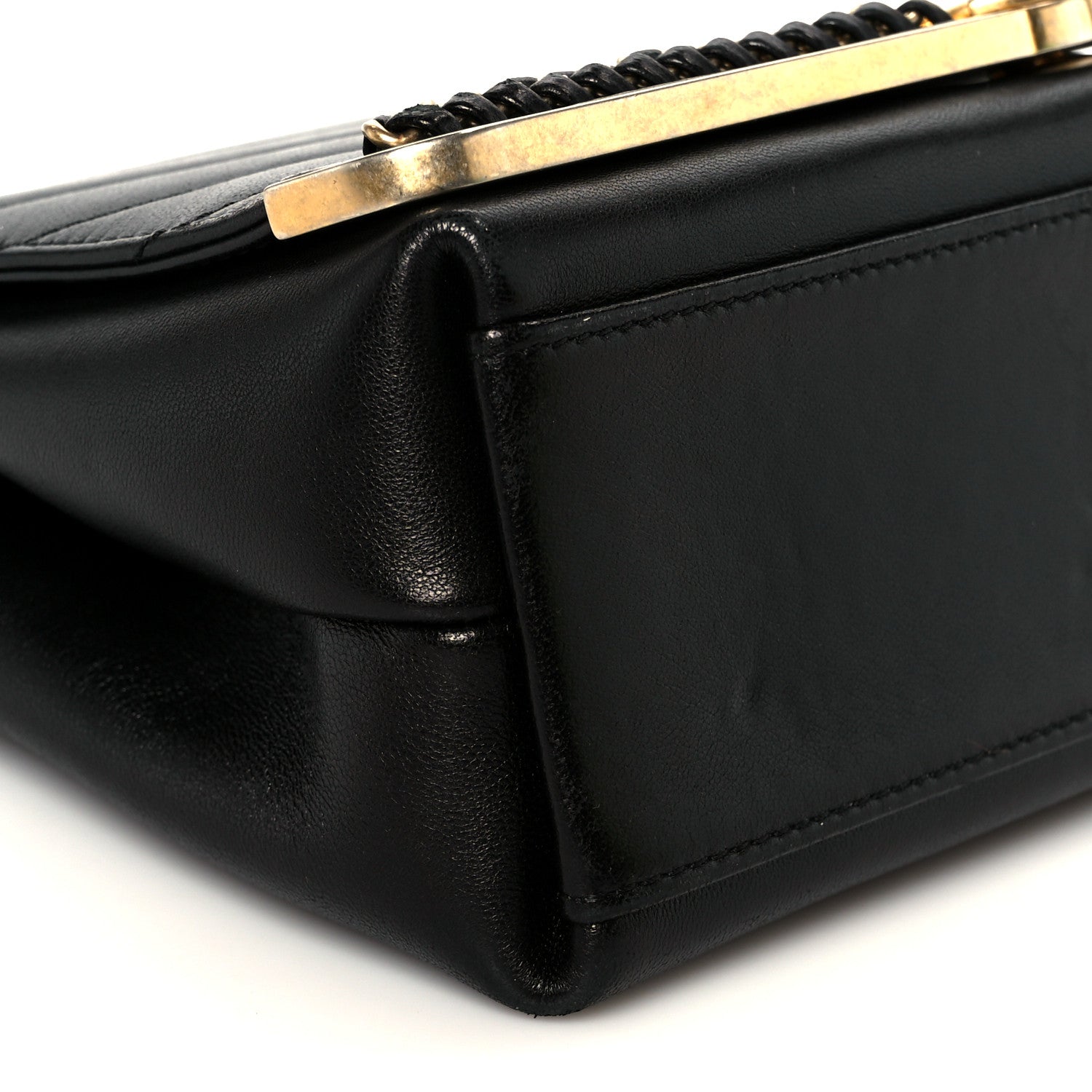 Chanel Sheepskin Chevron Stitched Chain Top Handle Flap Black 9 of 10
