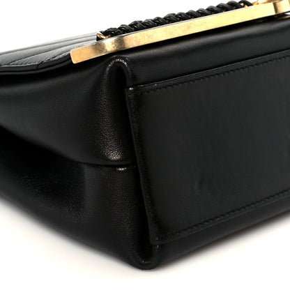 Chanel Sheepskin Chevron Stitched Chain Top Handle Flap Black 9 of 10