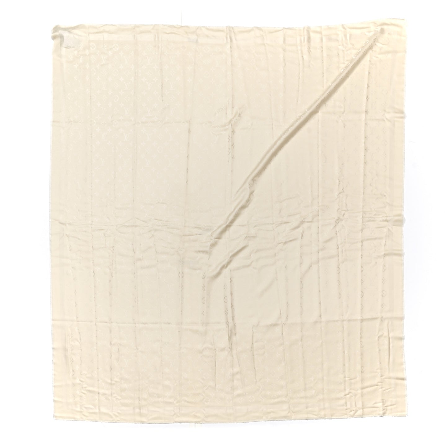 Wool Silk Monogram Classic Shawl Ivory