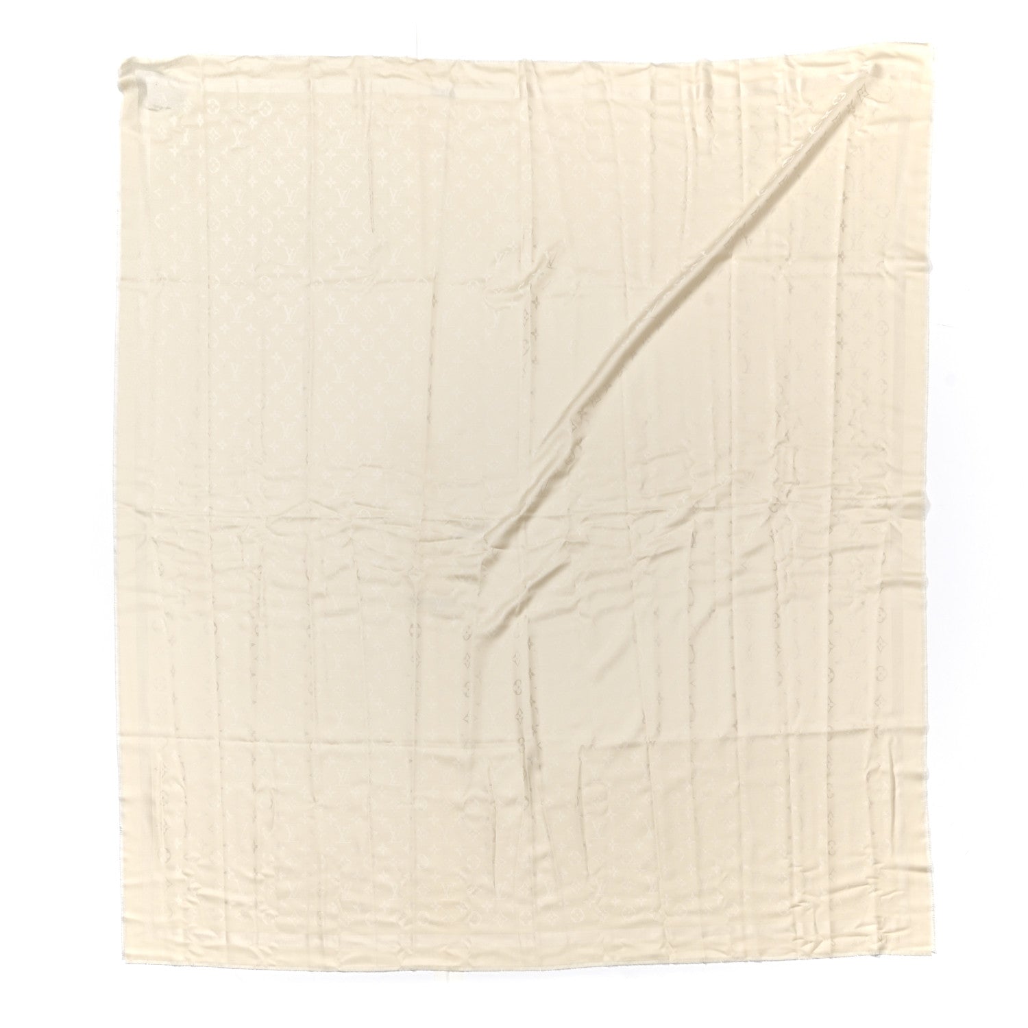 Louis Vuitton Wool Silk Monogram Classic Shawl Ivory 1 of 4
