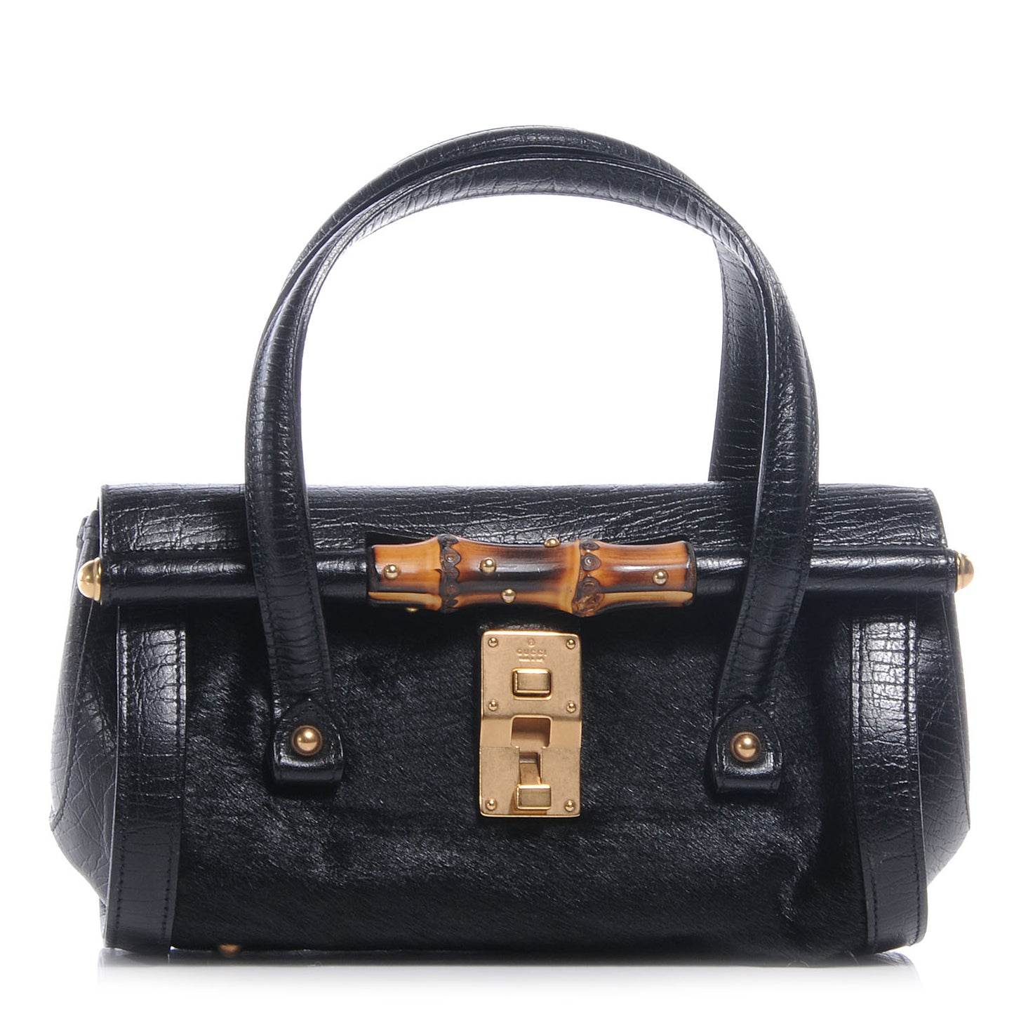 Calf Hair Calfskin Mini Bamboo Bullet Black