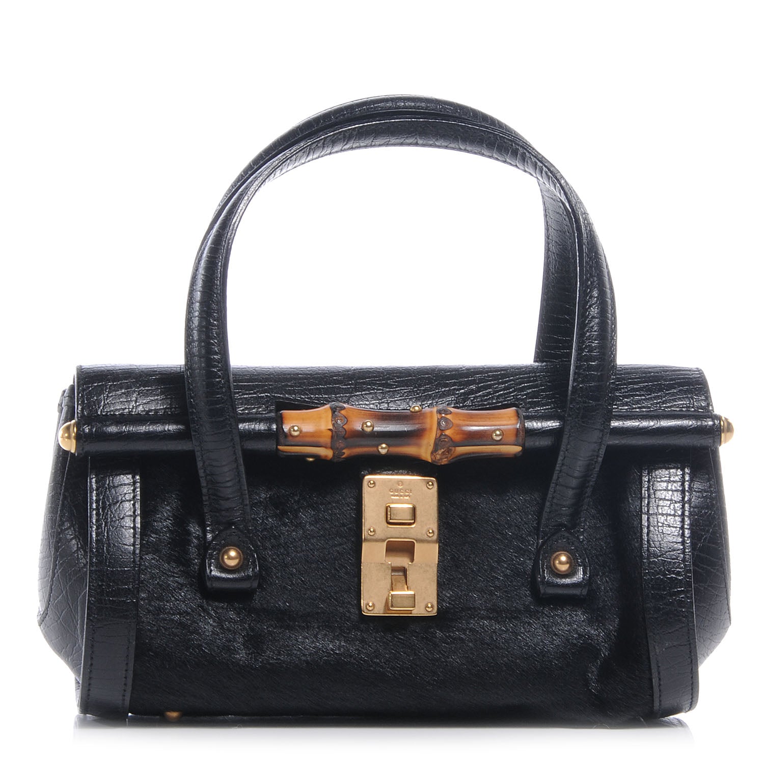 Gucci Calf Hair Calfskin Mini Bamboo Bullet Black 1 of 8